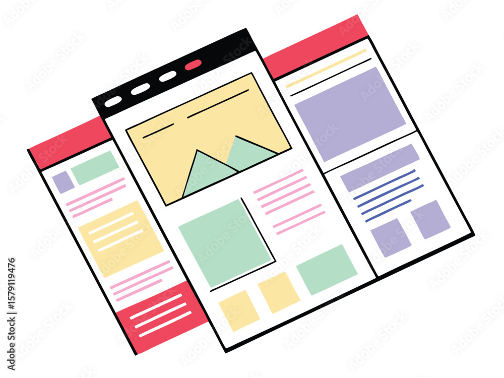 Aufkleber colorful website designs concept illustrating digital layouts and user interface elements