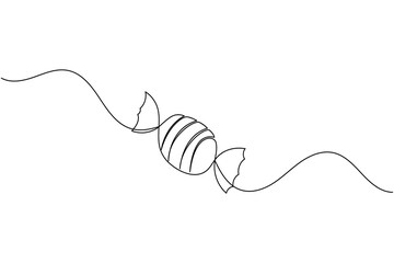 Fototapeta premium Candy continuous one line drawing on white background in minimalist style outline vector illustration