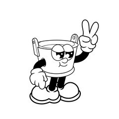 Retro character design from cool bucket outline