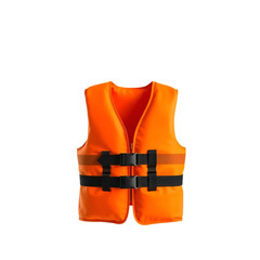 Bright orange life jacket isolated on transparent background