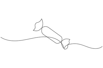Obraz premium Candy continuous one line drawing on white background in minimalist style outline vector illustration