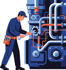 flat vector 2D illustration of a male technician