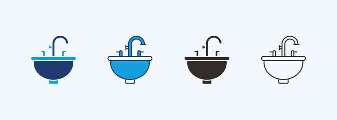 Faucet Icon Set Multiple Style Collection