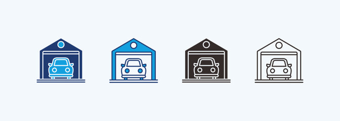 Garage Icon Set Multiple Style Collection