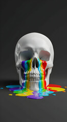 Rainbow Tears Skull Art Surrealism Digital Painting
