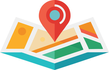 A collection of stylized GPS and map illustrations, featuring navigation pins, location icons, and abstract map elements, often set against a modern, clean background
