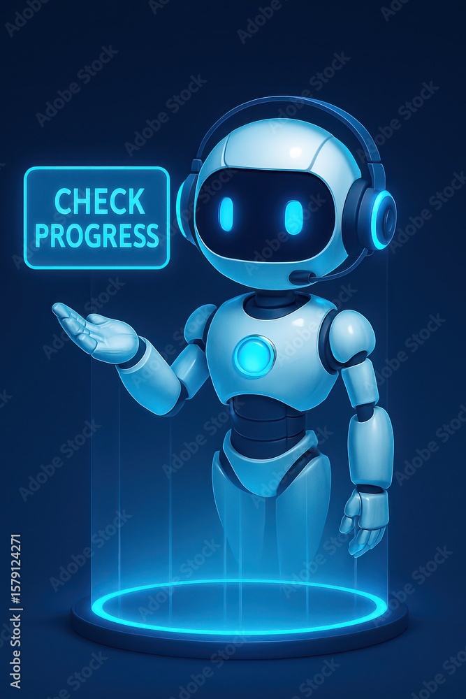 Poster cute robot assistant showing 