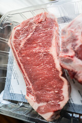 frozen T-bone steak for grilling and cooking