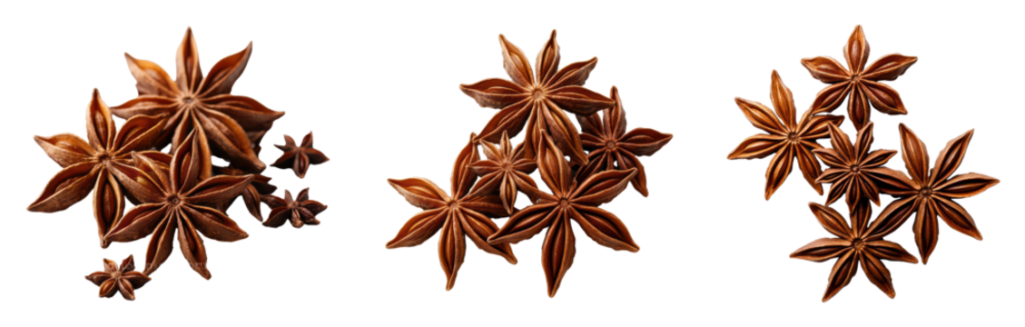 Star anise spice arrangement on a black background