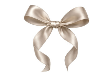 Delicate beige silk ribbon forming graceful bow, lending elegant accent against transparent backdrop