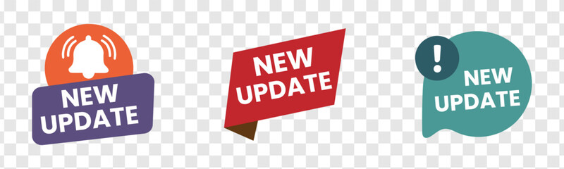 Set of new update, New update alert, New update with bell 