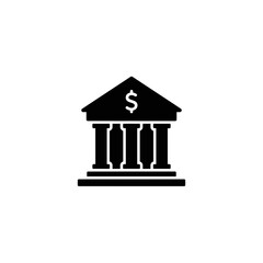Bank Silhouette: A minimalist silhouette of a classic bank building, rendered in stark black, with iconic columns, symbolic of trust and stability.