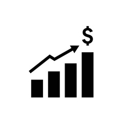Financial Growth: A bold, minimalist depiction of financial expansion. The rising bar graph symbolizes increasing revenue, profitability, and prosperity.