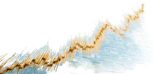 Abstract Dynamic Financial Growth Chart isolated on Transparent Background