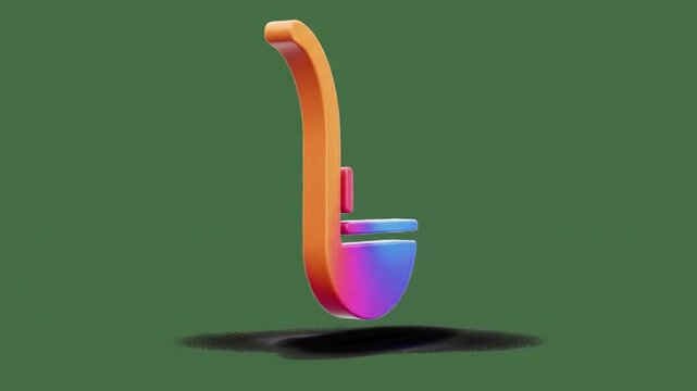 Stylized 3D Ladle Icon with Gradient Coloring on an Olive Background, Modern Design