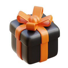 Black and orange Gift 3D Icon Illustration