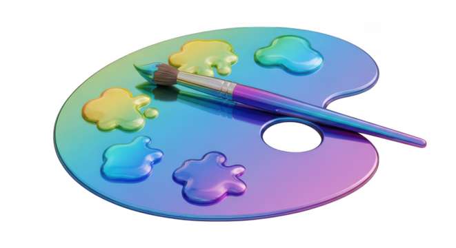 Artist Paint Palette With Brush