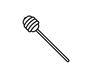 Elegant Honey Dipper with Grooved Tip and Long Handle Presented in a Clean Black and White Silhouette Style Illustration silhouette simple elegant honey dipper