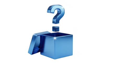 Blue Question Mark Over Open Box