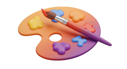 3d Artist Palette Paintbrush