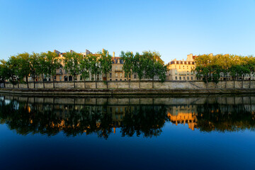 Anjou quai and Seine river bank in the 4th arrondissement of Paris city