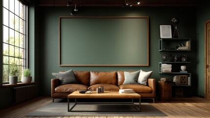Modern Industrial Living Room Mockup