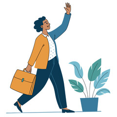 Superb Create Bold Stroke Colleague Waving Good Artistic Expression Excellence Serene Peaceful Atmosphere Perfect for Commercial Marketing Projects Professional Portfolio Quality Asset Creative Asset