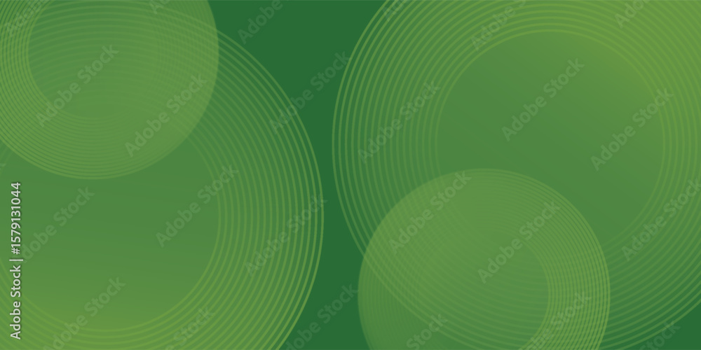 Poster abstract modern bright green gradient background with glowing neon circle lines element and halftone