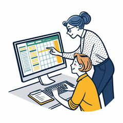 Impressive Create Bold Stroke Coworker Helping Coll Elegant Presentation Style Bold Striking Visual Impact Great for Website Design Projects High-Impact Visual Communication Tool Creative Asset