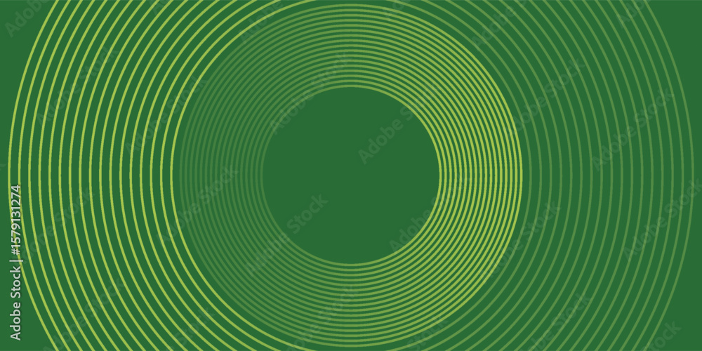 Poster abstract modern bright green gradient background with glowing neon circle lines element and halftone