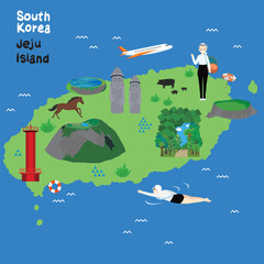제주도의 문화유적을 그린 일러스트