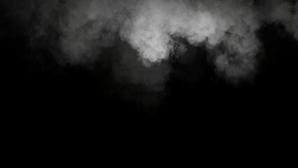 Abstract smoke, fog on isolated black background, creating a mysterious and backdrop, creating a dreamy, atmospheric effect for artistic