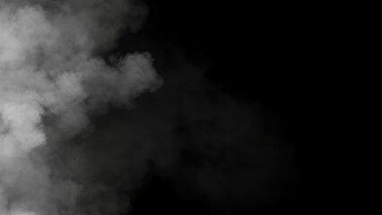 Abstract smoke, fog on isolated black background, creating a mysterious and backdrop, creating a dreamy, atmospheric effect for artistic