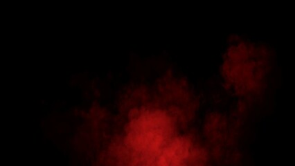 Abstract red smoke, fog on isolated black background, creating a mysterious and backdrop, creating a dreamy, atmospheric effect for artistic