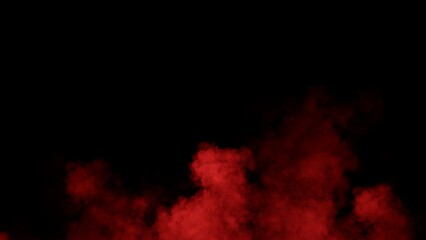 Abstract red smoke, fog on isolated black background, creating a mysterious and backdrop, creating a dreamy, atmospheric effect for artistic
