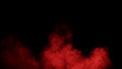 Abstract red smoke, fog on isolated black background, creating a mysterious and backdrop, creating a dreamy, atmospheric effect for artistic