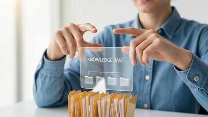 Young woman organizing knowledge base using digital interface Knowledge base layout