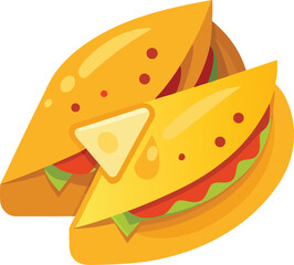 Fresh Vegetable and Produce Graphics Delicious and Tasty Mexican Tacos with Cheese, Tomato, and Lettuce Filling - Food Illustration