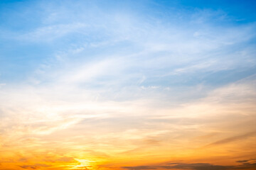 Beautiful , luxury soft gradient orange gold clouds and sunlight on the blue sky perfect for the...