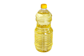 Oil, Vegetable oil, olibe oil, Clear plastic bottle filled with golden cooking oil isolated on white background. Perfect for advertising food products, packaging, branding, and kitchen related designs