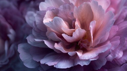 Closeup of a multilayered flower with pink and purple petals