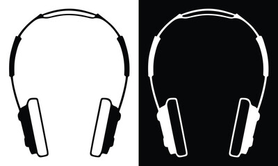 Headphone Silhouette Vector Icon – Black and White Contrast
