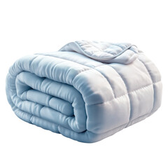 Soft quilted comforter elegance folded white blanket sleeping comfort on transparent background