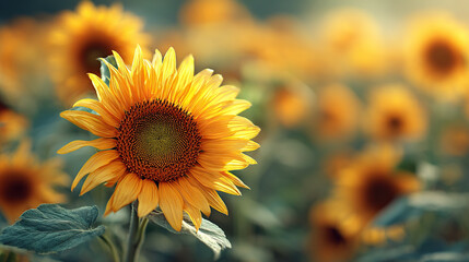 Sunflower field bright yellow summer flower sunflower bloom floral background beautiful sunflowers nature