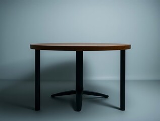 Aesthetic brown wooden round table for office interior space and design