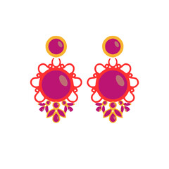 Pink , Golden Earling  jhumka design.