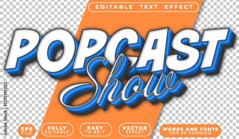 Poster podcast show audio voice talk entertainment editable vector text file