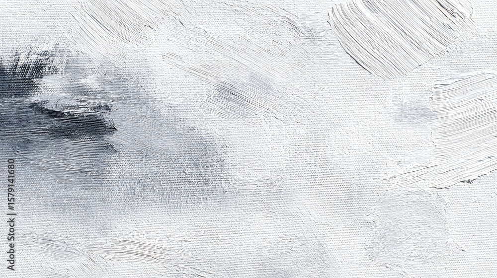 Poster abstract textured surface with brush strokes in various shades of white and gray creating a rough, a