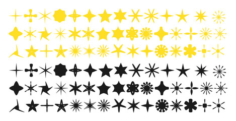 Stars collection. Star vector icons. Golden and Black set of Stars, isolated on transparent background. Star icon. Stars in modern simple flat style. Vector