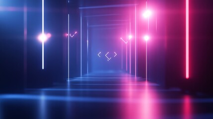 Fototapeta premium Neon Corridor Workflow Illustration - Futuristic workflow concept. Symbolizes progress, innovation, technology, direction, and transformation. A journey through a neon-lit pathway